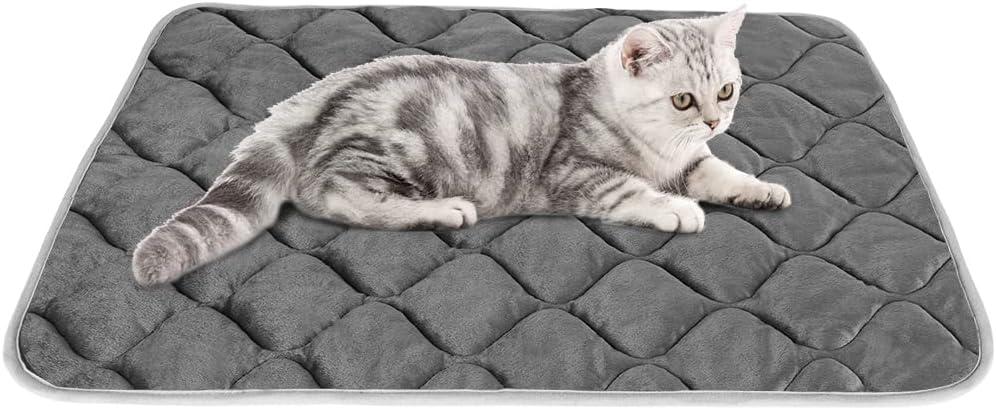 ULIGOTA Self-Warming Cat Bed and Heating Mat - Thermal Pet Bed for Dogs and Cats - Crate Pad (27.6"L x 18.8"W x 0.5"Th, Grey)
