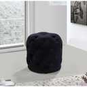Meridian Furniture Harper Collection Modern | Contemporary Velvet Upholstered Ottoman/Stool with Deep Button Tufting, Solid Wood Frame, Black, 18" W x 18" D x 17" H