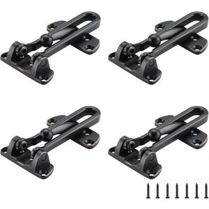 WellMade Swing Bar Door Lock Latch, Door Security Latch for Kids Safety and Home Security, Reinforcement Door Latch Guard ClaspOil Rubbed Bronze 4 Pack)