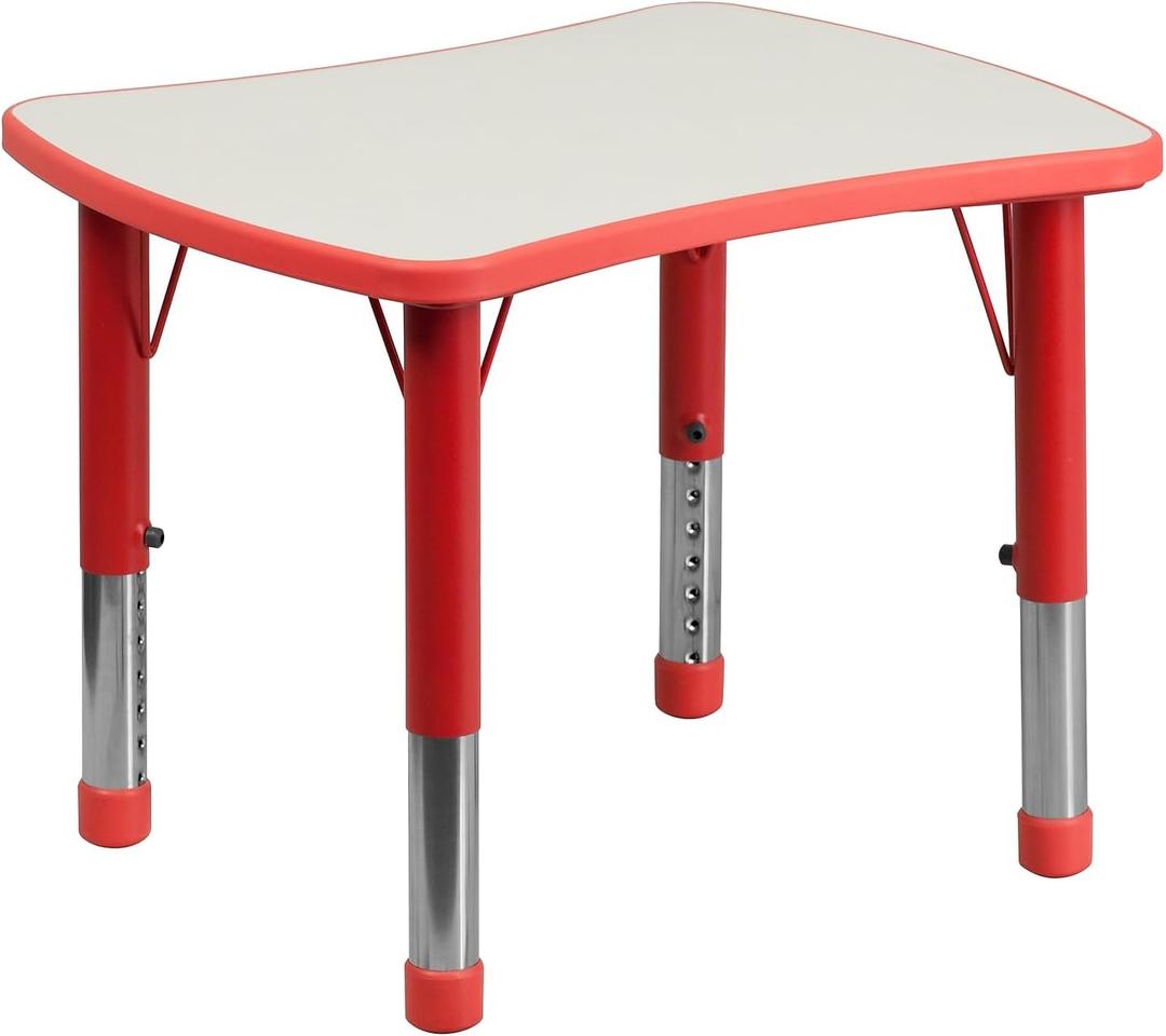 Flash Furniture 26.5x21.75 in Plastic Activity Table, Red/Gray
