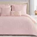 Juicy Couture Comforter Set, Dovona Design Bed Sheets, King Bedding, 5 Piece Set Includes 1 Comforter, 2 Shams and 2 Decorative Pillows, Wrinkle Resistant and Anti Pilling,Pink Blush