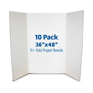 Flipside Products 36 x 48 Project Boards for Presentations, Science Fair, School Projects, Event Displays and Trifold Picture Board, Proudly Made in USA - Clay White - 10 Pack