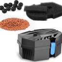 POPOSOAP Pond Filter for Outdoor Ponds, Small Filter Box with Filter Pads, 10 Bio-Balls & Ceramic Rings for Outdoor Pond Pump Submersible Fountain Pump