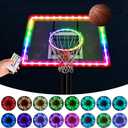 Green Bean LED Basketball Hoop Light Rim and Backboard, Remote Control Basketball Rim Light with 16 Colors 7 Flashing Mode for Playing Basketball in The Dark (Rim and Backboard not Included)