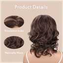 Short Brown Wavy Real Hair for Women, Layered Design, Lightweight, Glueless, Breathable, Wigs Human Hair Mixed Heat Resistant Synthetic, Tangle-Free, Natural Look (Brown,14 Inch)