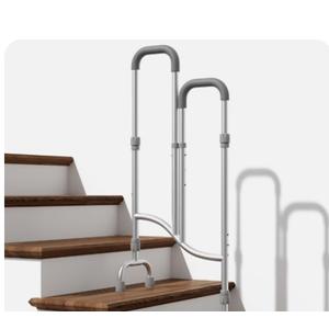 Stairs Climbing Assist Cane Senior Walker for Climbing Stairs, 2-in-1 Adjustable Height Walker Cane for Elderly Use on Both Flat Surfaces and Stairs, Standard Walker Climbing Cane