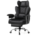 GTRACING Gaming Chair, Office Chair with Pocket Spring Lumbar Support, Ergonomic Comfortable Wide Office Desk Computer Chair with Outward Fixed Soft Armrests and Footrest (PU Leather, Black)