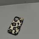Petitian for iPhone 15 Plus Case with Wallet - Women Girls Cute Girly Aesthetic Unique Design with Leather Credit Card Holder Cardholder Stand Wristband for Apple 15 Plus, Black Flower