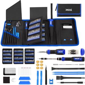 XOOL 200 in 1 Precision Screwdriver Kit, Electronics Repair Tool Magnetic Driver Kit with 164 Bits, Flexible Shaft, Extension Rod for Computer, iPhone, Laptop, PC, PS4, Xbox, Nintendo (Blue)