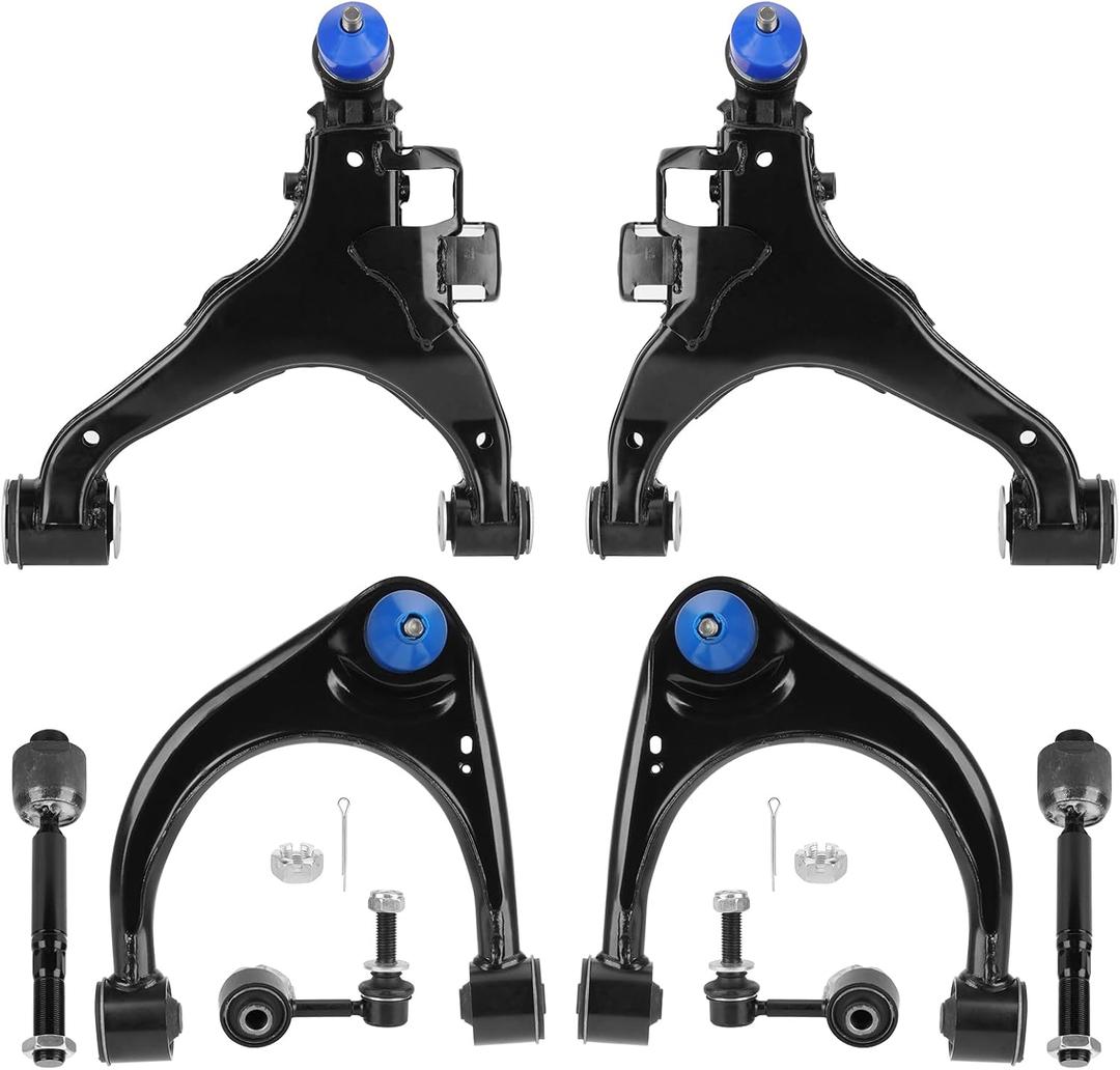 8pc Front Upper Lower Control Arms Suspension Kit Fit for Toyota for Sequoia 2008-2019 for Tundra 2007-2019 with Ball Joint Sway Bar End Link Tie Rod End K621307 K621308