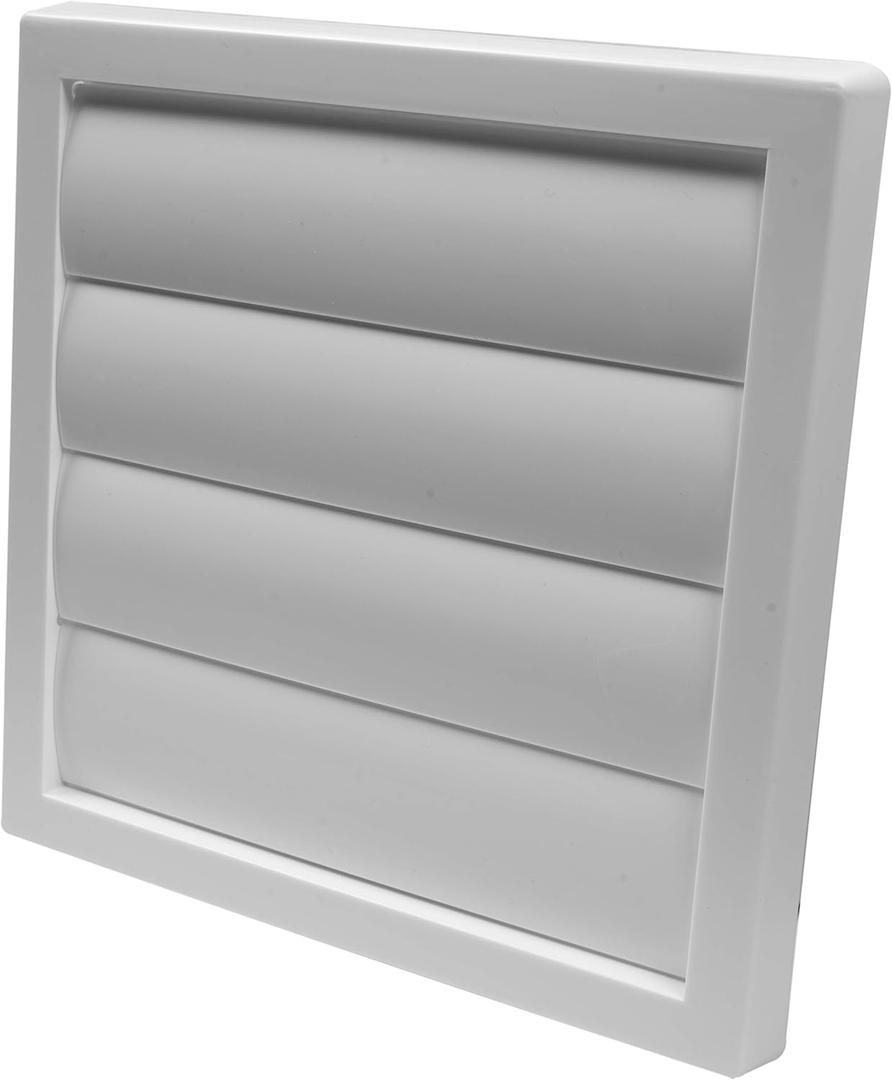 Vent Systems 6" Inch White Exhaust Vent Cover - Dryer Vent Hood - Louvered Dryer Duct Vent Cover - Vent Hood Cap - One-Directional Plastic Air Exhaust Grille - HVAC Louver Grill for Exterior Use
