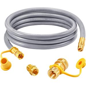 GasSaf 8 FT 1/2" ID Natural Gas Hose with Quick Connect Fitting, Natural Gas Conversion Kit for Gas Grill, Generator, Patio Heater and More - CSA Certified