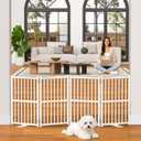 Snughome Dog Gate Indoor, 23.62" H Freestanding Short Dog Door Gates with Support Feet, Expands Up to 63.78 Wide Foldable Pet Gates for Doorways, 4 Panel Folding Pet Door Pet Fence for Puppy, White