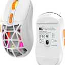 Wireless Gaming Mouse, Rechargeable&Rechange Shell,RGB Programmable Macro Mouse, Lightweight Mouse,10000 DPI,Tri-mode Wired/BT 5.0/2.4GHz Wireless Mouse Gaming with 2 Side Buttons (White Orange)
