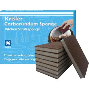 Carborundum Sponge Nano Emery Sponges Caspian Stone Pot Clean Brush Rust Eraser Grit Scouring Pads Pot Cleaning Pads with Carborundum Washing Kitchen Cleaner Tool 8pc (0.4 Inch (Pack of 8))