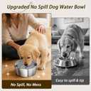 Dog Water Bowl No Spill, 1.5L/50oz Stainless Steel Slow Water Bowl for Dogs, Spill Proof Dog Bowl with Anti-Splash & Non-Slip, Slow Drinking Water Bowl Dispenser for Messy Drinkers (Silver)