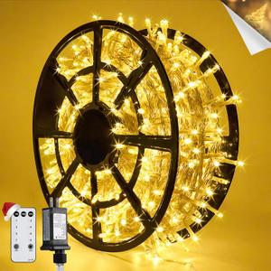 JMEXSUSS 168FT 600 LED Christmas Lights Outdoor Waterproof Clear Wire Warm White Christmas Tree Lights Plug in String Fairy Lights for Outside Indoor for Bedroom Wedding Party Holiday Xmas Decorations