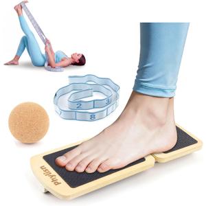 Ankle Strengthener Foot Fitness Kit for Ankle Sprains,Physical Therapy.Includes Balance Board,Resistance Band,Fascia Ball(with User Guide)