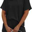 Ekouaer Womens Pajama Sets Short Sleeve Lounge Sets 2 Piece Pjs Tops and Shorts Outfits Matching Loungewear with Pockets, M