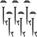 HECARIM 6 Pack Low Voltage Pathway Lights - Waterproof Outdoor Landscape Lighting, Super Bright LED Garden Lights for Walkway, Energy-Saving 5V Weatherproof Stake Lights (Dusk to Dawn Auto On/Off) (Black)