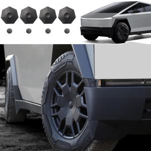 Wheel Hub Center Caps Compatible with Tesla Cybertruck, Hub Center ABS Caps for Cybertruck Accessories (4pces), Only Compatible with All Terrain Tires (Hubcaps + Lug Nut Covers 8 PCS)