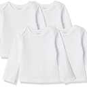 Hanes baby girls Ultimate Flexy 4 Pack Long Sleeve Crew Tees T Shirt Set, Diamond White, 0-6 Months US
