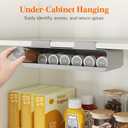 Lifewit Under Cabinet Spice Rack Organizer with 7 Jars, Lables, Under Shelf, Easy Refilling with Silicone Funnel, Seasoning Organizer for Kitchen Storage Solution, Gray