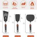 Hotec Silicone Spatula Turner for Nonstick Cookware, Cooking Spatulas 600F Heat Resistant Large Flexible Rubber Spatula Set of 3, Kitchen Utensils for Flipping Eggs, Burgers, Pancakes, Crepes