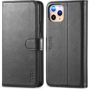 TUCCH Wallet Case for iPhone 11 Pro Max, Magnetic Auto Wake Sleep RFID Blocking Card Slot [Shockproof TPU Shell], PU Leather Stand Flip Cover Compatible with iPhone 11 Pro Max 6.5 inch 2019, Black