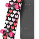 Rude Boyz 17" Micro Complete Skateboard | Maple Wood | ABEC 7 Bearings | Double Kick Concave Deck | Kids Skateboard, Ideal Toddler Cruiser Ages 2-5 (Hearts)