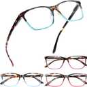 Henotin 4 Pack Ladies Reading Glasses Blue Light Blocking Spring Hinge Readers Anti Eyestrain Computer Eyeglasses (Multicolor, 1.75)