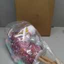 HollyHOME Sequin Unicorn Stick Horse Handcrafted Hobby Horse on a Stick with Wood Wheels Real Pony Neighing and Galloping Sounds Plush Unicorn Toy Pink 36 Inches(AA Batteries Required)