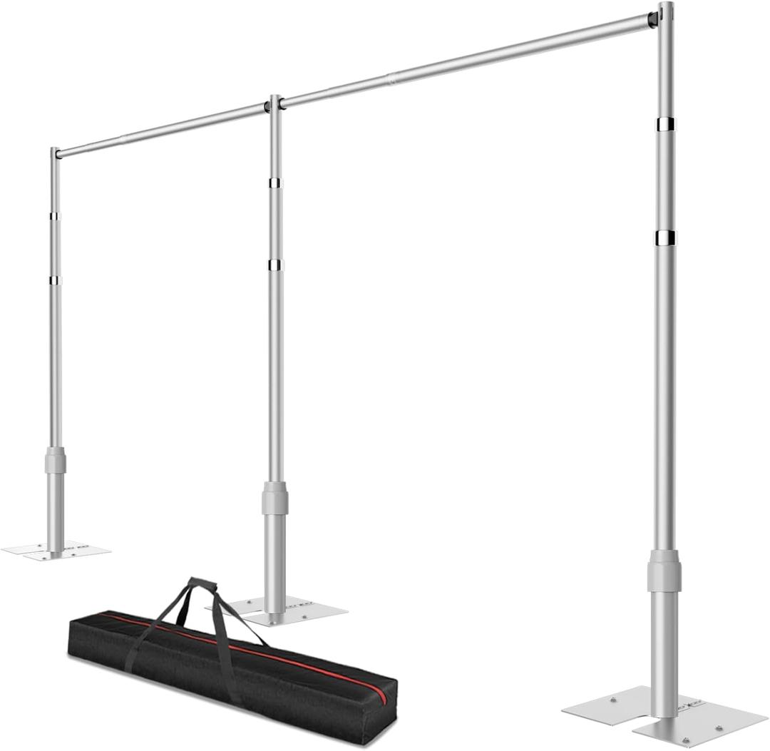 Pipe and Drape Backdrop Stand, 12x20ft Heavy Duty Adjustable Background Frame with Metal Base, Back Drop Holder for Parties Photography Wedding Photoshoot Decoration (Silver)