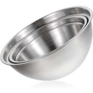 4 Packs Stainless Steel Mixing Bowls Nesting Baking Supplies Small Thicker Stainless Steel Flat Bottom Stackable Salad Bowl Mixing Bowls Set for Cooking, Baking, Salad,Serving(1500/2100/2500/3300ML)