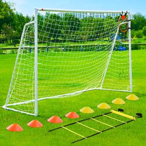 Soccer Goal 12x6,10x6.5, 8x6, 6x4FT Soccer Goals for Backyard Metal Soccer Goals for Kids Youth Adults Large Outdoor 2" Steel Soccer Goal Post Frame with Soccer Net Target Net Portable Agility Ladder