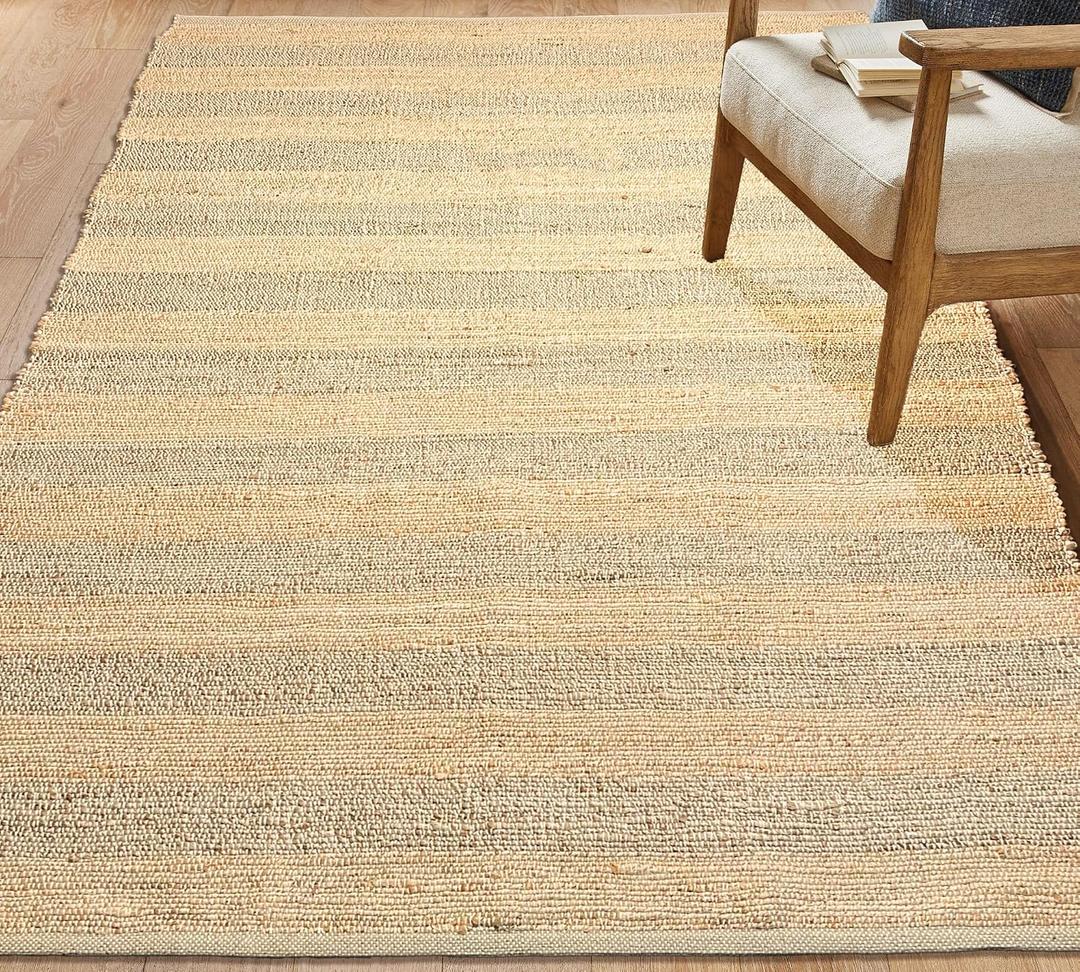 Chardin home 5x7 Natural Jute Cotton Hand Woven Area Rug