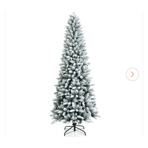 7.5ft Snow-Flocked Hinged Artificial Christmas Pencil Tree w/1189 Mixed Tips