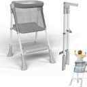 Toddler Tower Foldable, Foldable Toddler Standing Tower for Bathroom Sink or Kitchen Counter with Safety Net, Suitable for 1-6 Years,Grey