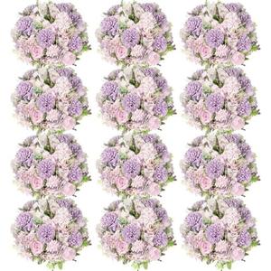 Tigeen Artificial Flowers Artificial Peonies Silk Flowers Faux Peony Fake Peony Silk Hydrangea Bouquet for Wedding Table Centerpiece Floral Vase Decor(Light Purple,12 Bundles)