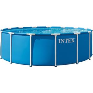 INTEX Metal Frame 15 ft x 48 in Above Ground Pool Set, Round Swimming Pool with Steel Frame, 1000 GPH Cartridge Filter Pump, and Type A Filter Cartridge