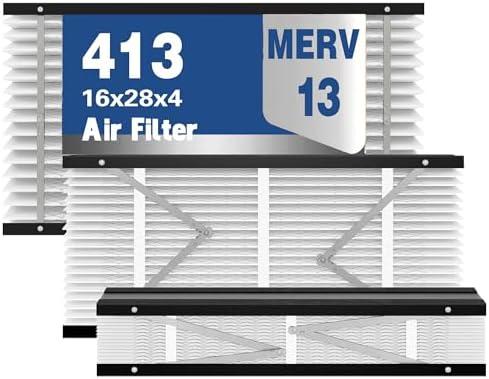 1Pack 413 Replacement Air Filter MERV 13 Compatible with AprilAire Models 1410, 1610, 2410, 2416, 3410, 4400, 16x28x4inch Furnace Filter, 413 Whole House Air Purifiers Replacement Filter