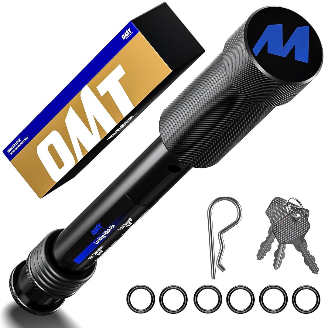 Orion Motor Tech Locking Hitch Pin, Fits 2" Receiver with 5/8" Diameter Hitch Pin Lock, Anti-Theft Steel Hitch Pin Lock with Key for Class III IV Hitches, Anti-Rattle Trailer Hitch Pin with O-Rings