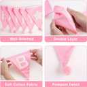 2 x GCQQ Pink Happy Birthday Banner 14Pcs Double-Layer Cotton Fabric Bunting with Pom Pom 3.4m /11.2FT Reusable Pennant Garland for Girl Birthday Party Baby Shower Nursery Room Decorations