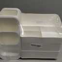 HBlife Makeup Organizer with Brush Holder for Vanity, Large Plastic Bathroom Countertop Organizer Skin Care Storage, Easy to Store Lipsticks, Nail Polishes, Perfumes, Eyeshadow Palettes, All White