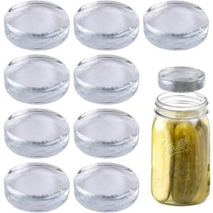 Eleganttime Fermentation Glass Weights with Easy Grip Grooved Handles Heavy Fermenting Lids Kit For Wide Mouth Mason Jar (Glass Weight-4Pcs)