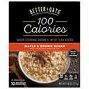 Better Oats 100 Calorie Maple and Brown Sugar Oatmeal Packets, 100 Calorie Oatmeal Pouches, 90 Second Instant Oatmeal with Flax Seeds and Rolled Oats, Pack of 10, 9.8 OZ Pack 6 PACK, BB OCT01/25