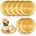  Worldity 8 Pcs 9 Inch Round Gold Tray, Stainless Steel Gold Dessert Trays, Bar Tray for Countertop, Perfume Trays for Dresser, Bathroom Candle, Jewelry Makeup Organizer : Home & Kitchen