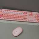 MOFII Wireless Keyboard and Mouse Combo, Cute Retro Typewriter Keyboard and Silent Mouse, 2.4GHz Full Size Computer Keyboard Wireless Mouse Set for PC, Laptop, Desktop, Windows (Pink Colorful)