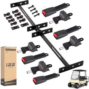 10L0L Universal Golf Cart Seat Belts, 42" Retractable Belts with Bracket Street-Legal Upgrades Fits (2+2) /(4+2) Passenger for Yamaha EZGO TXT RXV Club Car DS EV Star Most Golf Carts Front/Rear Seat