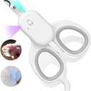 PAKEWAY Pet Nail Clipper with LED & -U-V Light, Cat Claw Trimmer with Ultra Bright LED Light for Nail Bloodline to Avoid Over Cutting, Sharp Angled Blade Grooming Tool for Dog Cat Rabbit Small Animals